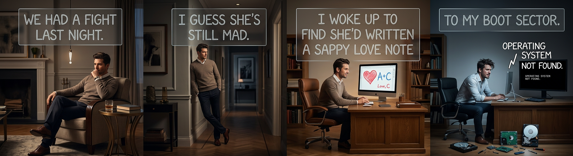 And she put sweet nothings in all my .conf files.  It'll take me forever to get X working again.