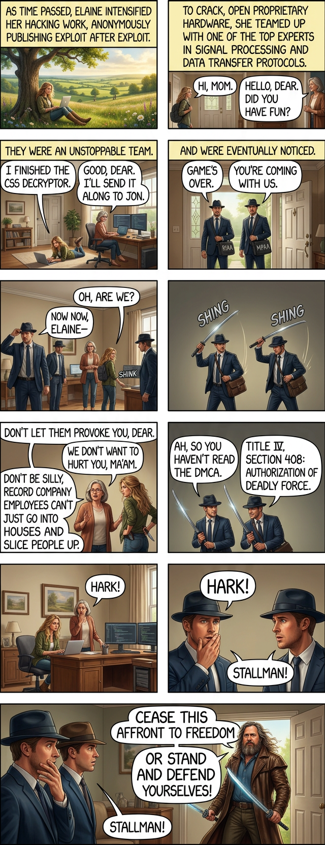 Mrs. Roberts would have gotten up sooner, of course, but she was busy piping find ~ and find ~nomad into xargs shred, just in case.