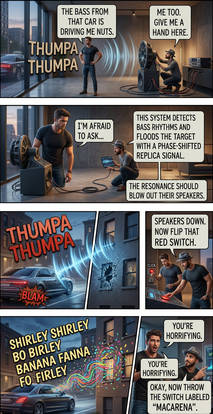 And sometimes I use it to retaliate against the guy upstairs with the loud girlfriend and the elliptical dish.