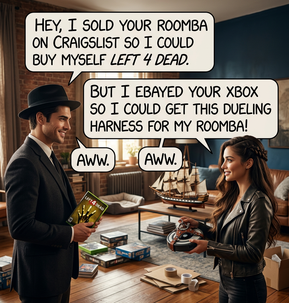 Every Roomba needs a dueling harness.