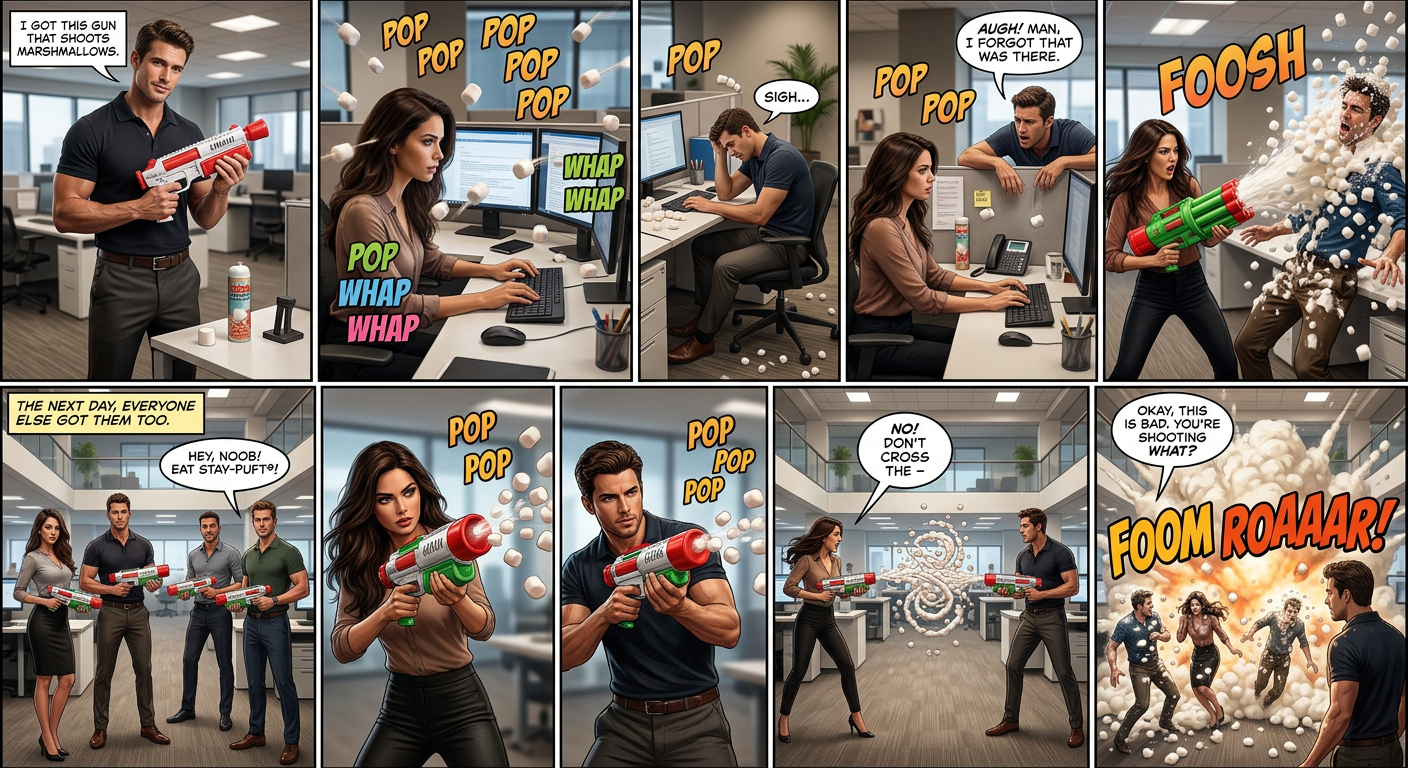 Except in reality crossing a stream of marshmallows would create a giant Bill Murray.