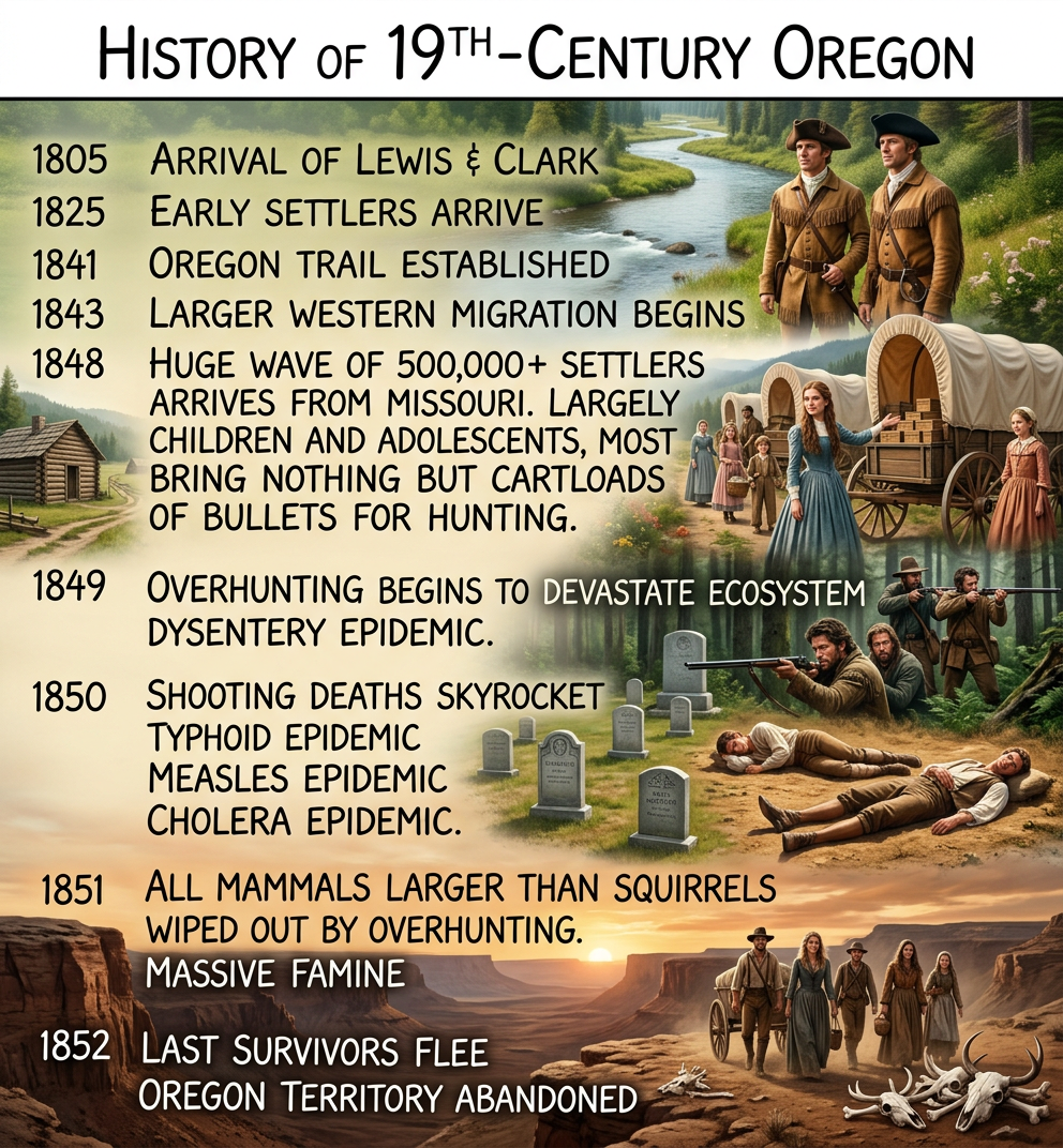 A century later, the harrowing flight of the survivors from Oregon was dramatized in a popular video game.