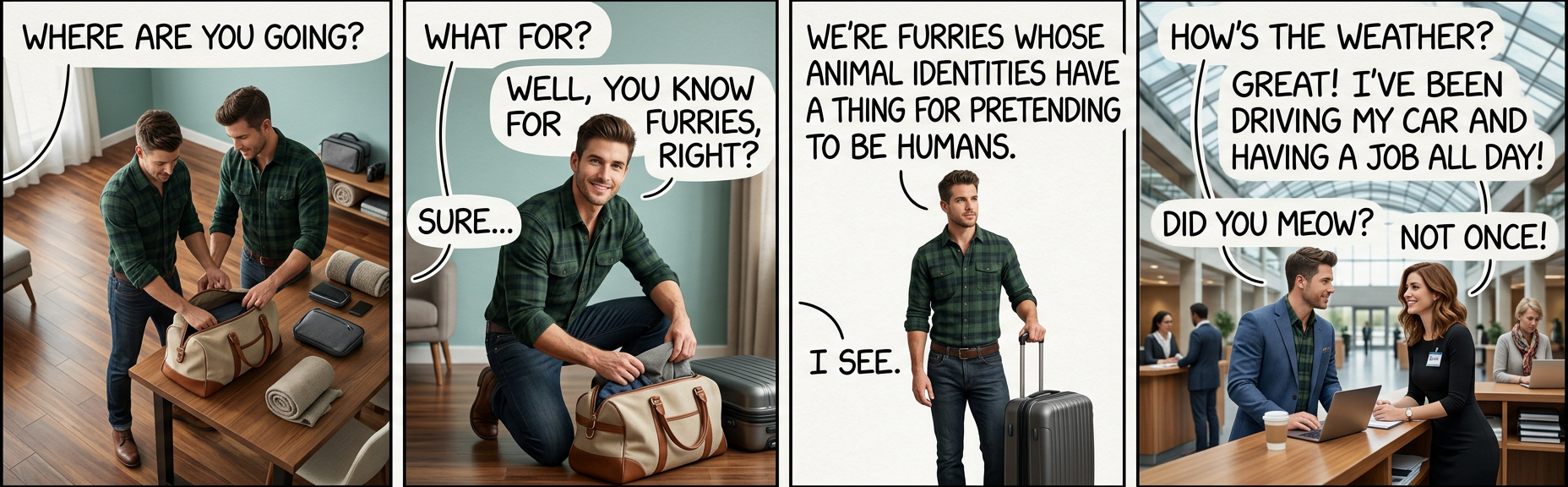 There's Livejournal drama between those who want to wear human suits over fursuits and those who just take off the fursuits.