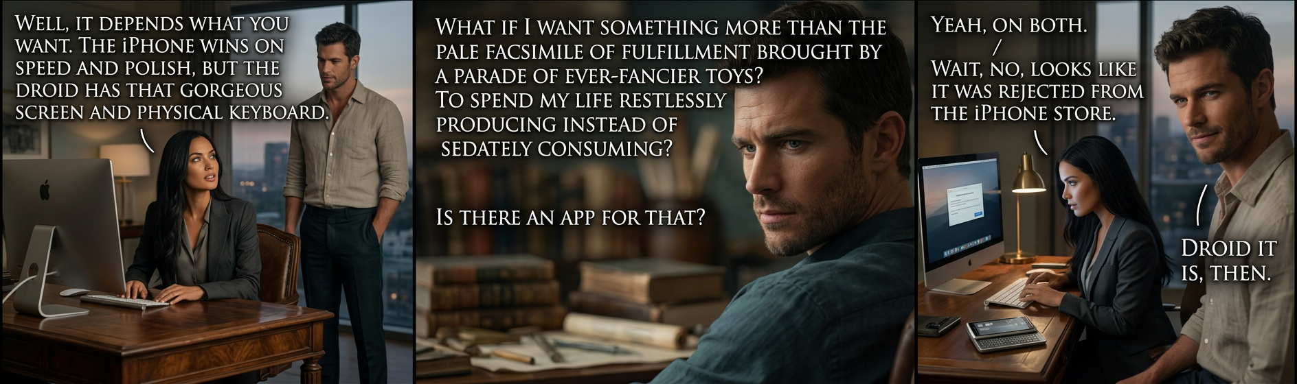 It may be a fundamentally empty experience, but holy crap the Droid's 265 ppi screen is amazing.