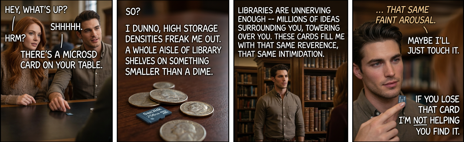 That card holds a refrigerator carton's worth of floppy discs, and a soda can full of those cards could hold the entire iTunes store's music library. Mmmm.