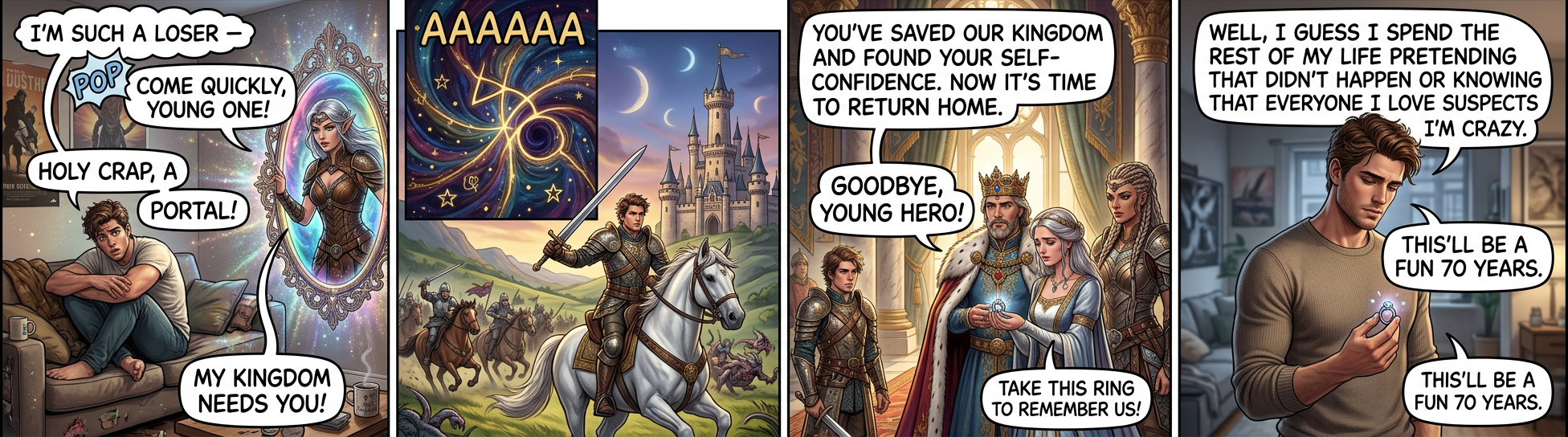 I was going to be a scientist, but that seems silly now. Magical worlds exist. I've learned a huge truth about our place in the universe. I'm supposed to care about college? I mean, FUCK.