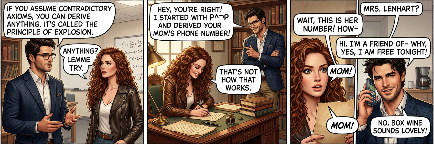 You want me to pick up waffle cones? Oh, right, for the wine. One sec, let me just derive your son's credit card number and I'll be on my way.