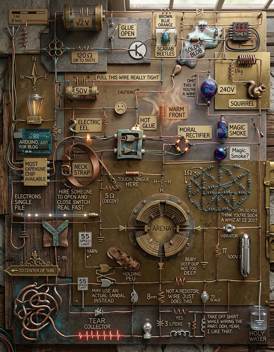 I just caught myself idly trying to work out what that resistor mass would actually be, and realized I had self-nerd-sniped.