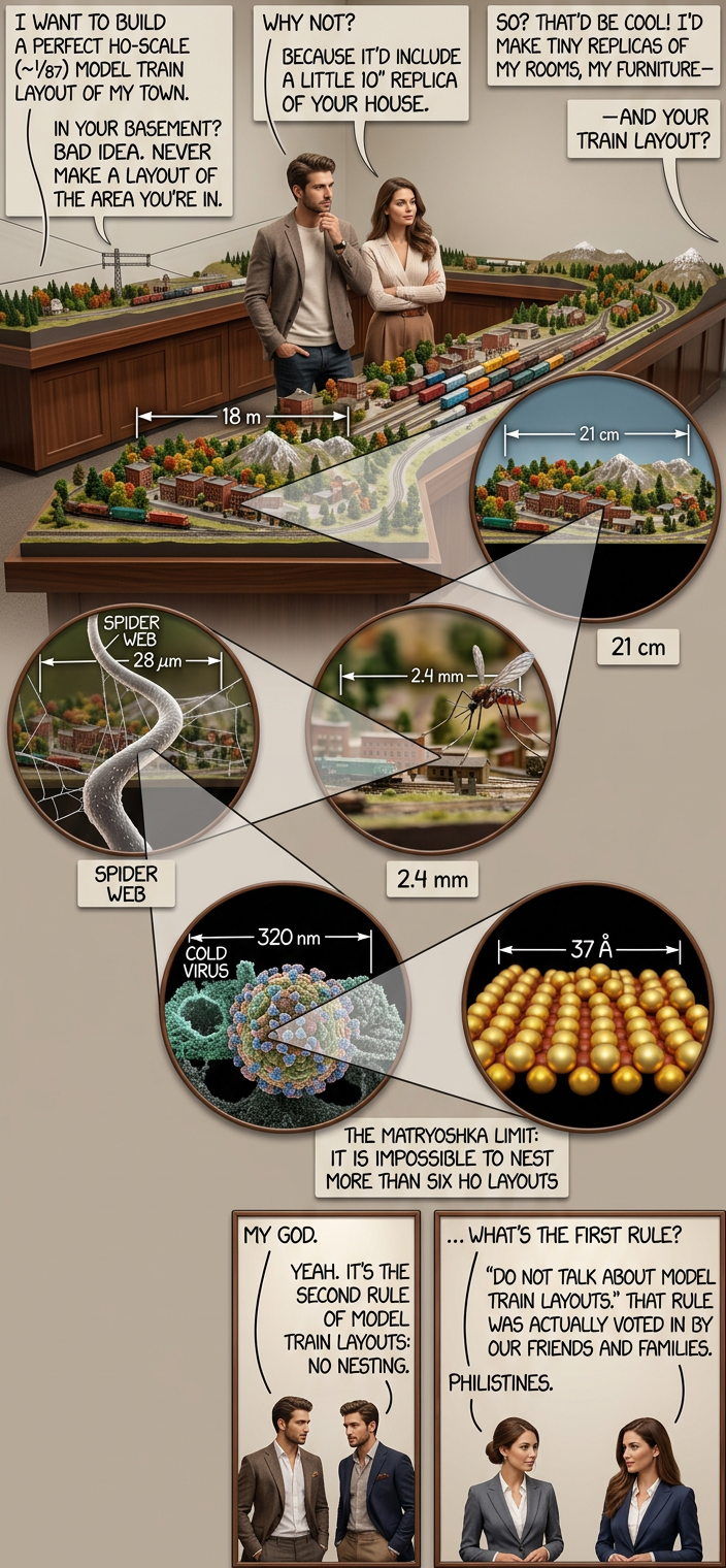 I don't know what's more telling--the number of pages in the Wikipedia talk page argument over whether the 1/87.0857143 scale is called "HO" or "H0", or the fact that within minutes of first hearing of it I had developed an extremely strong opinion on the issue.