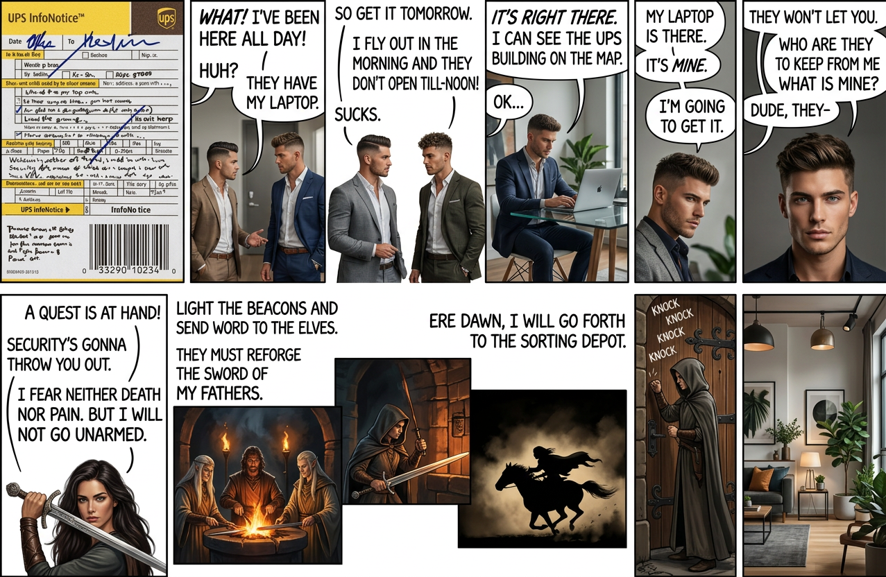 You can arrange a pickup of your sword in Rivendell between the hours of noon and 7:00 PM.