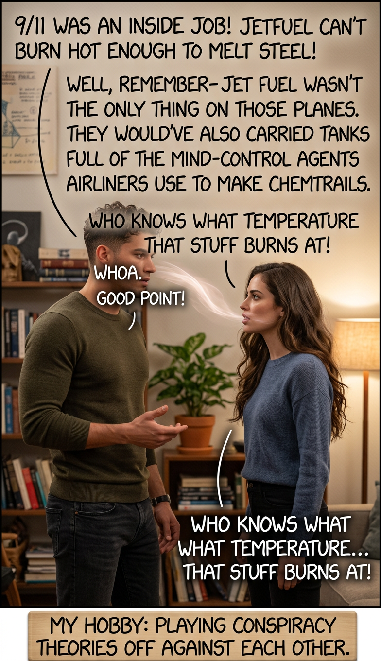 The 'controlled demolition' theory was concocted by the government to distract us. '9/11 was an inside job' was an inside job!