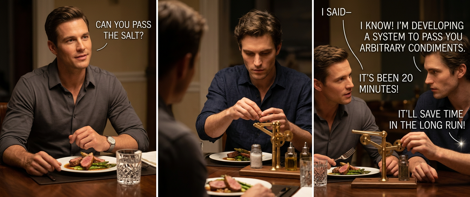 I find that when someone's taking time to do something right in the present, they're a perfectionist with no ability to prioritize, whereas when someone took time to do something right in the past, they're a master artisan of great foresight.