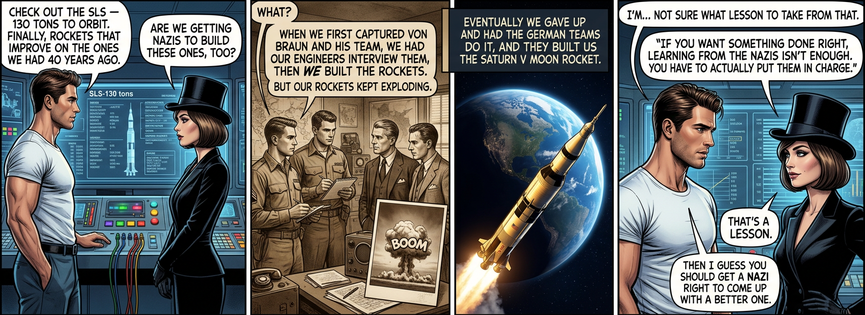 The SLS head engineer plans to invite Shania Twain to stand under the completed prototype, then tell her, 'I don't expect you to date me just because I'm a rocket scientist, but you've gotta admit--this is pretty fucking impressive.'