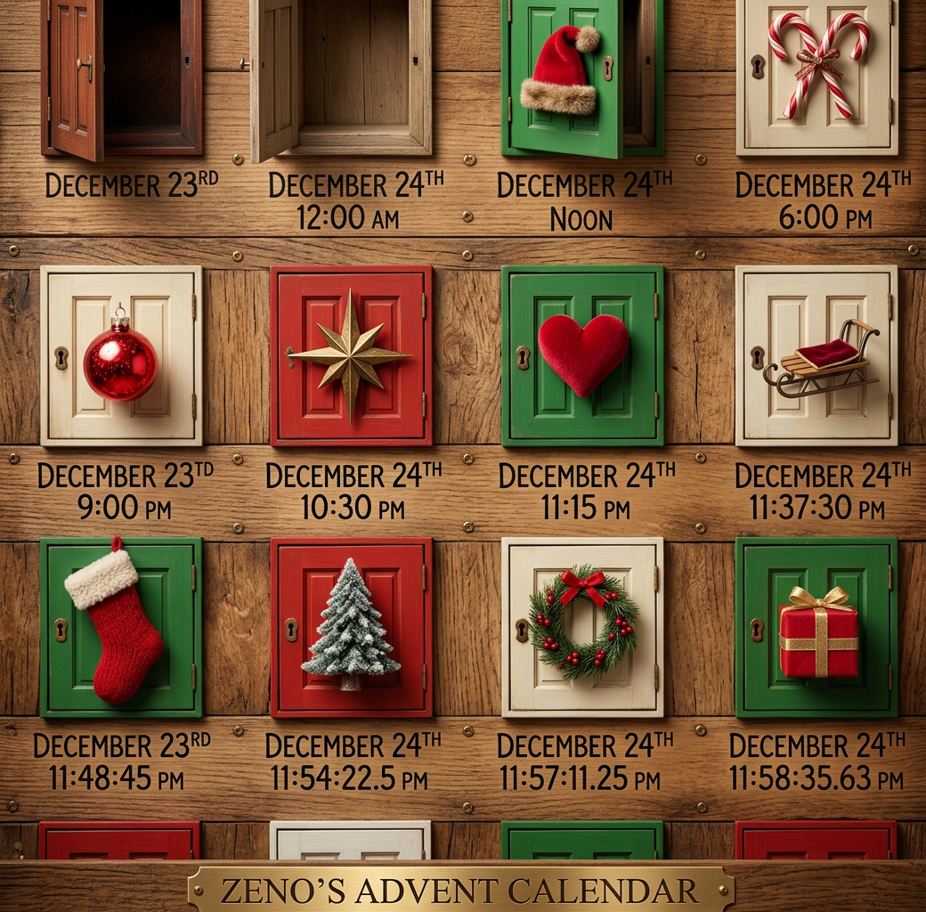 I think you could get up to about 11:59:57 before you'd have trouble swallowing the chocolates fast enough. At that point, you'd need some kind of a liquify-and-chug apparatus to get up over the 11:59:59 barrier. Anyway, Merry Christmas!